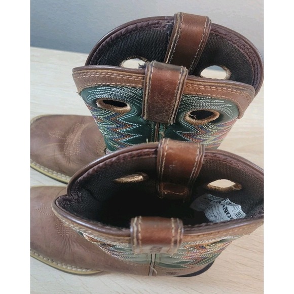 Durango Kids Western Cowboy Boots Brown‎ Green Stitching Size 11M - Picture 12 of 12